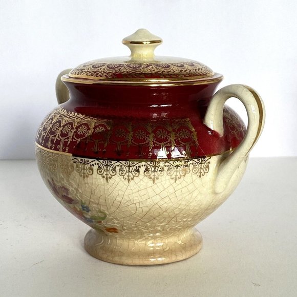 Steubenville Creamer Sugar No1259 Vintage 22-Karat Gold 1930s Floral Design US - Picture 14 of 16